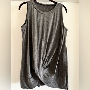 Gray Twist Front Crew Neck Tank
